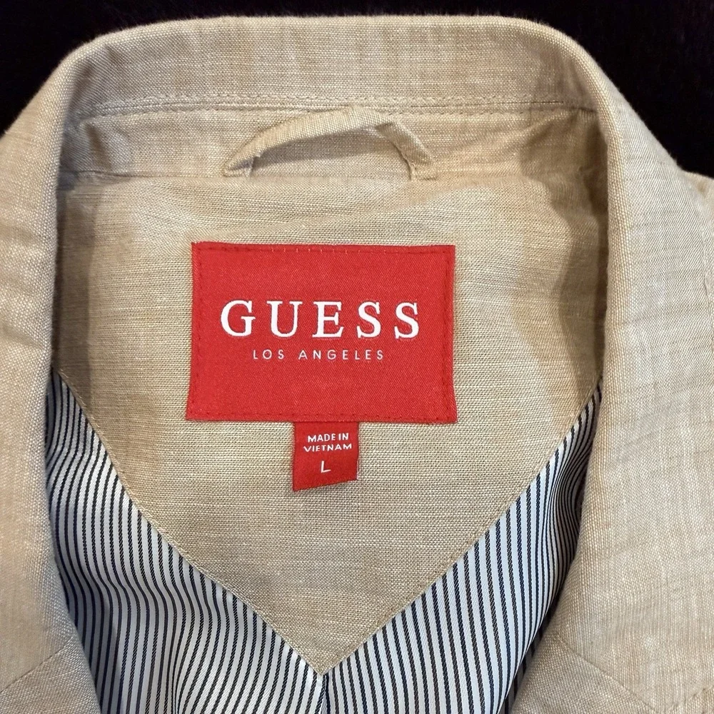 GUESS Tan Cotton Blazer Sport Coat Mens L Two Button Modern Lightweight Jacket